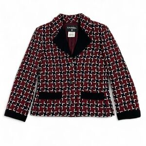 Chanel Burgundy & Black Tweed Jacket